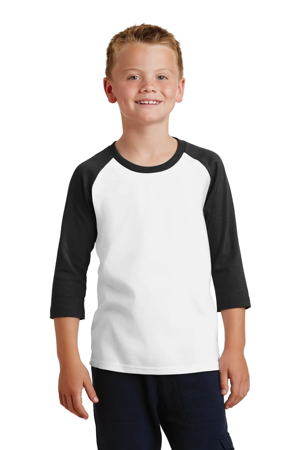 Roberts Port & Company® Youth Core Blend 3/4-Sleeve Raglan Tee. PC55YRS