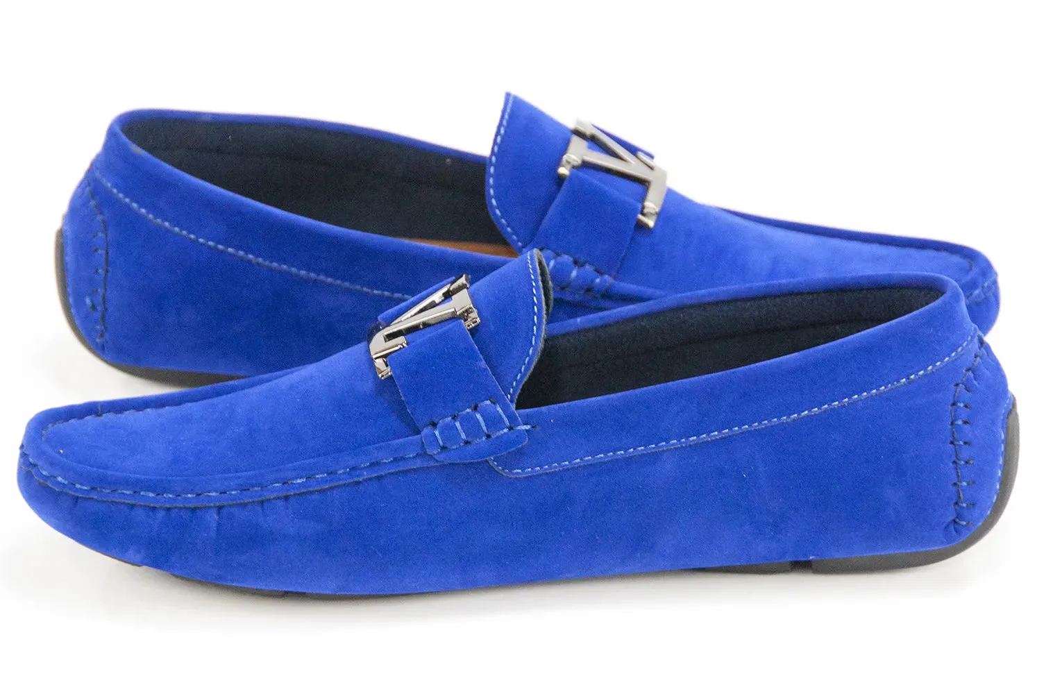 Royal Blue Suede V-Bit Driver Loafer