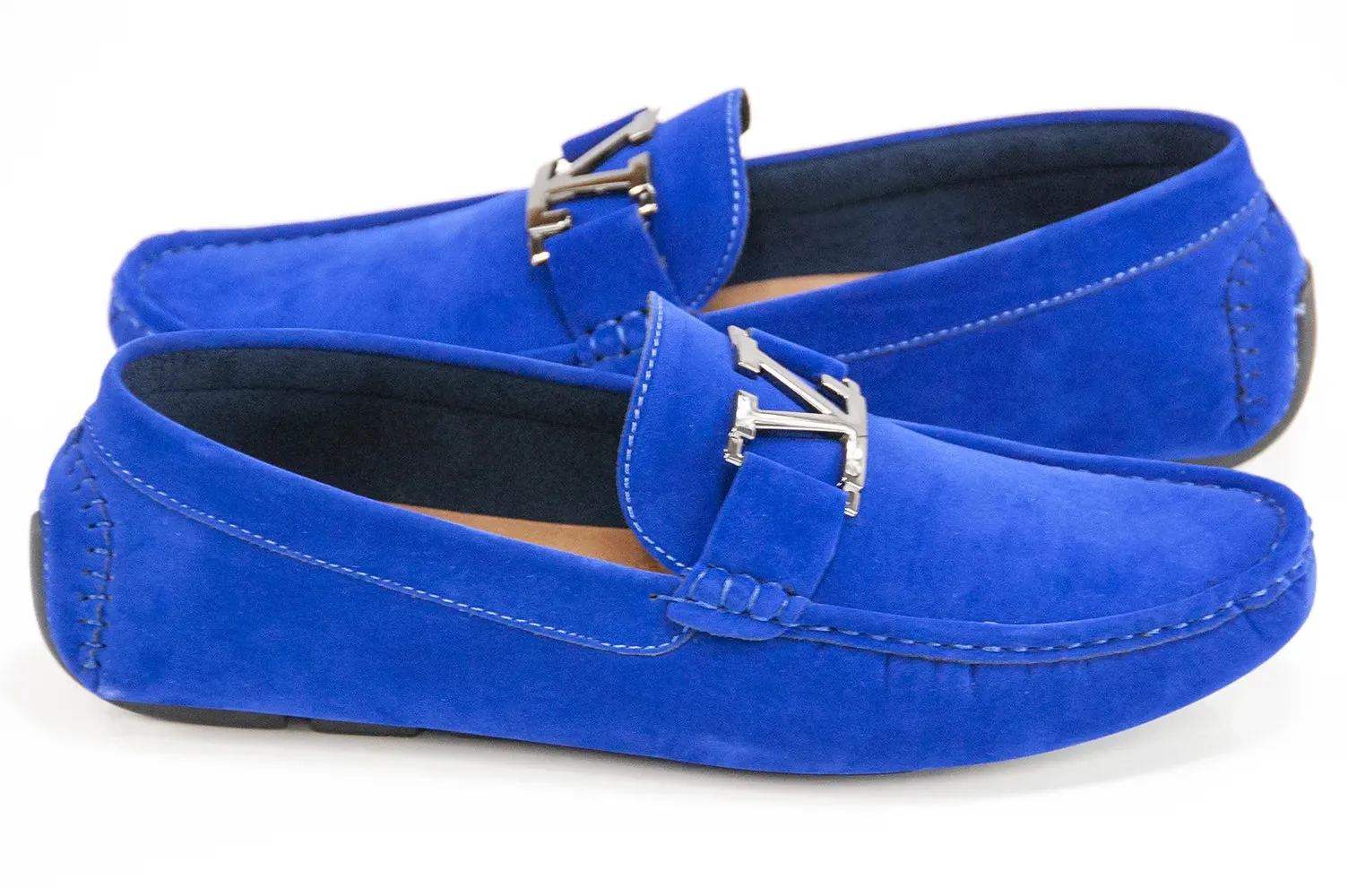 Royal Blue Suede V-Bit Driver Loafer
