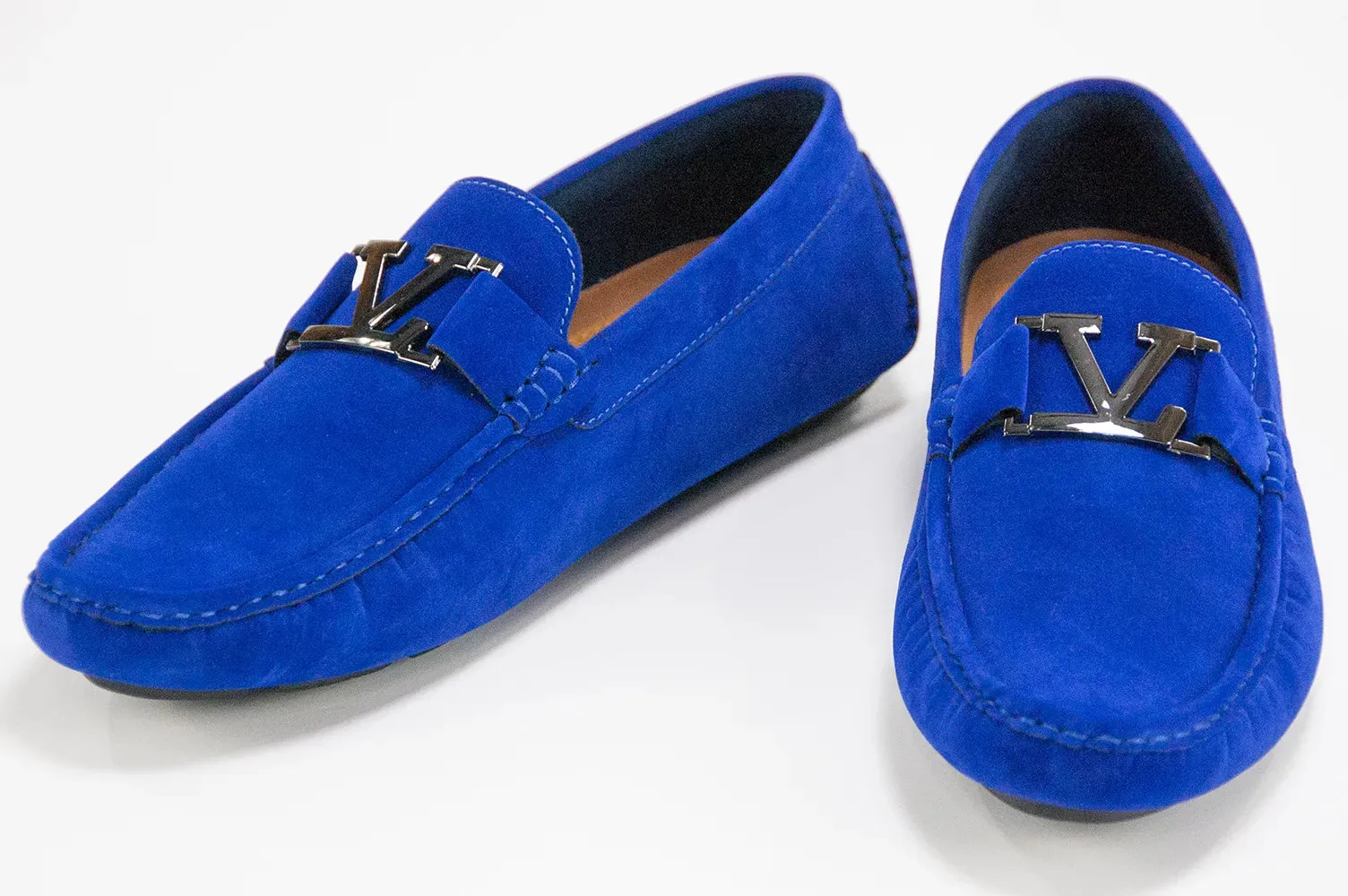 Royal Blue Suede V-Bit Driver Loafer