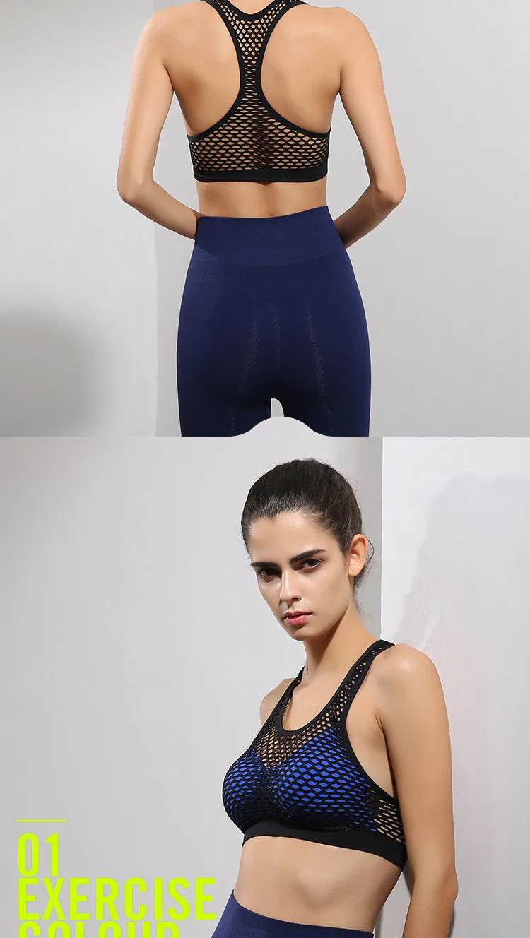 Sexy Breathable Mesh Padded Sports Bra