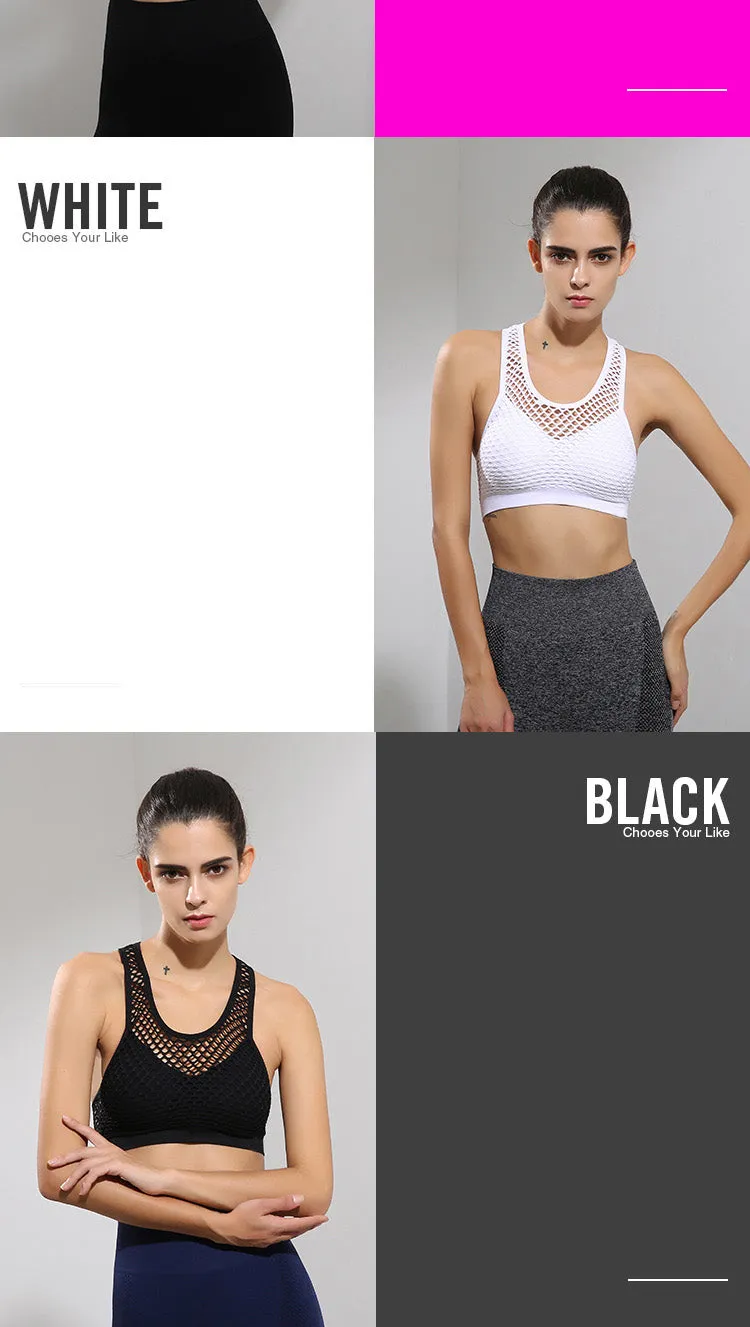 Sexy Breathable Mesh Padded Sports Bra