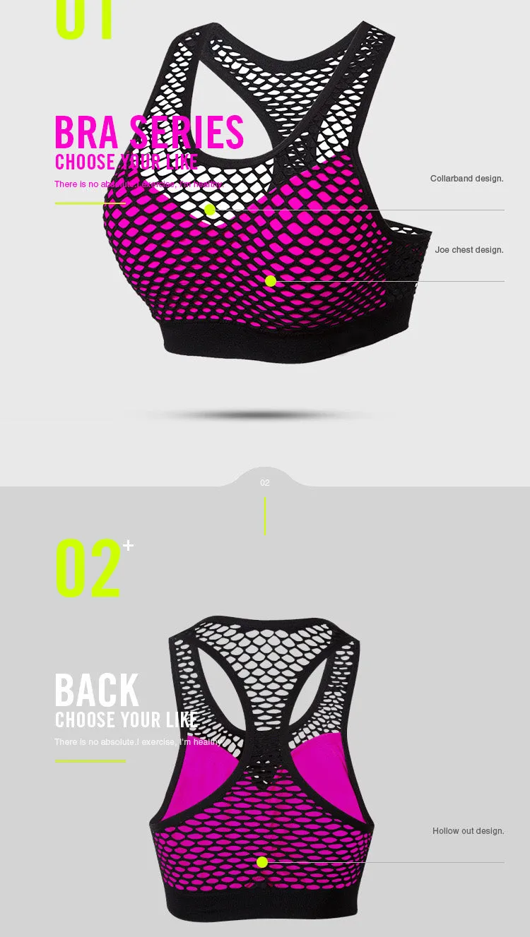 Sexy Breathable Mesh Padded Sports Bra