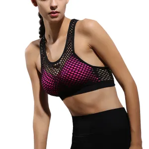 Sexy Breathable Mesh Padded Sports Bra