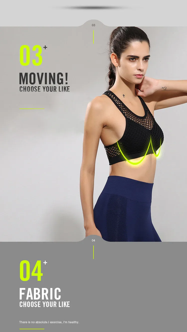 Sexy Breathable Mesh Padded Sports Bra