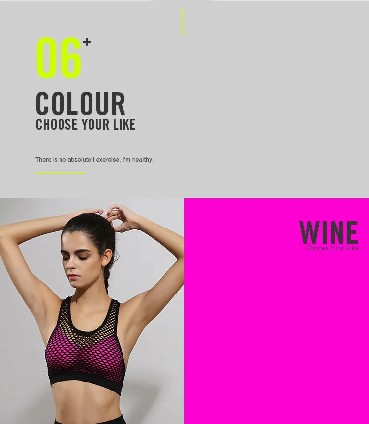 Sexy Breathable Mesh Padded Sports Bra