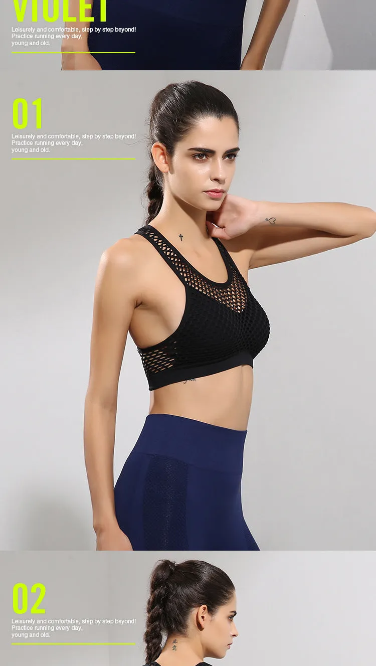 Sexy Breathable Mesh Padded Sports Bra