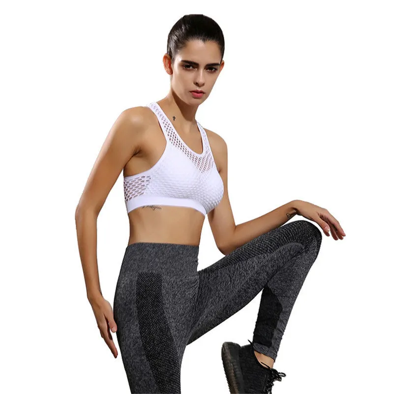 Sexy Breathable Mesh Padded Sports Bra