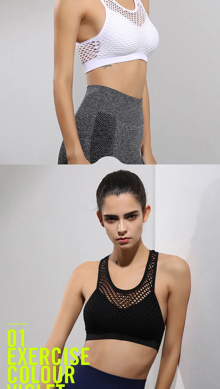 Sexy Breathable Mesh Padded Sports Bra