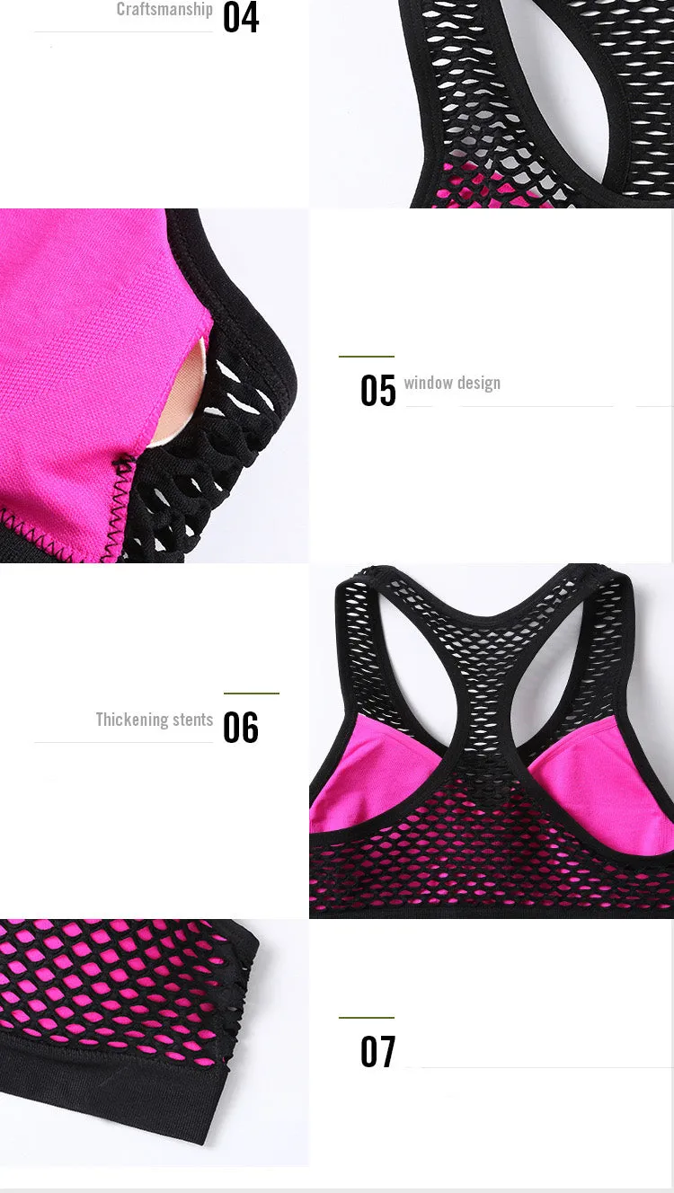 Sexy Breathable Mesh Padded Sports Bra