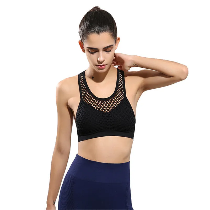 Sexy Breathable Mesh Padded Sports Bra