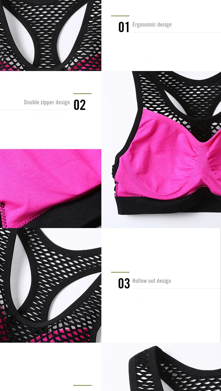 Sexy Breathable Mesh Padded Sports Bra