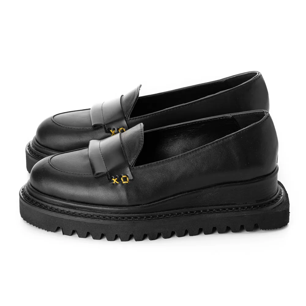 SHR XOXO Paper Game black leather women shoes