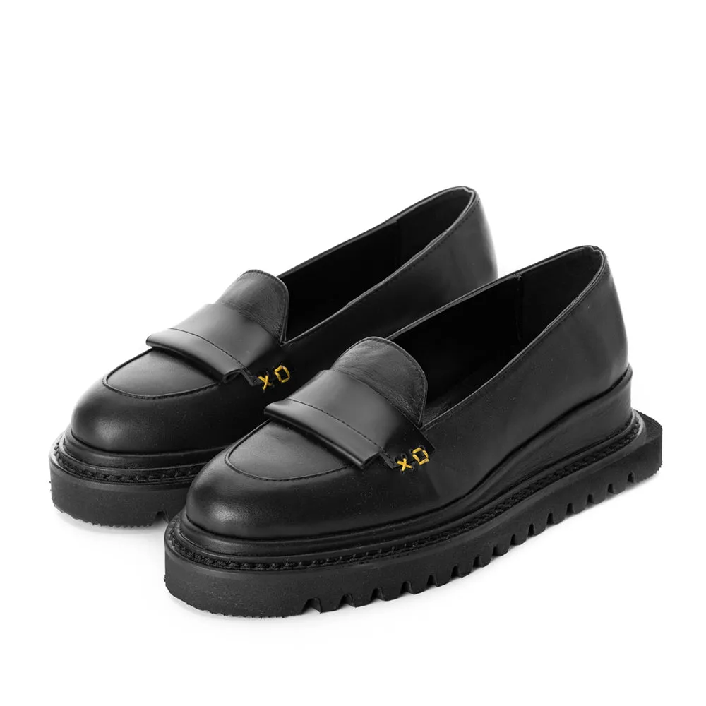 SHR XOXO Paper Game black leather women shoes