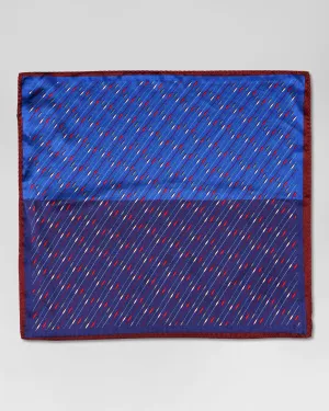 Silk Blue & Navy Printed Pocket Square - Rondel