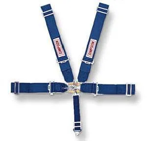 Simpson 5-Point Latch & Link Harness - 55" Wrap Around Seat Belt - No Right Side Adjuster - Pull Down - Individual Harness Wrap Around - Short Sew - Black