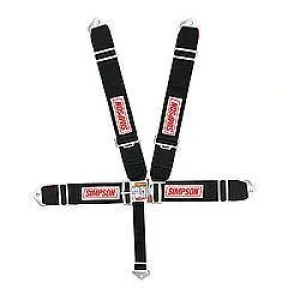 Simpson 5-Point Latch F/X System - 62" Bolt-In Individual Shoulder Harness - Pull Down Adjust - Black