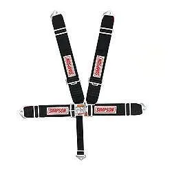 Simpson 5-Point Latch F/X System - 62" Bolt-In Individual Shoulder Harness - Pull Down Adjust - Black