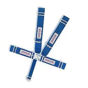Simpson 5-Point Latch F/X System - 62" Bolt-In Individual Shoulder Harness - Pull Down Adjust - Blue