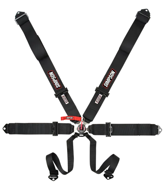 Simpson Sport 6-Point Camlock Restraint - Bolt In Pull Down Individual Harness - Black