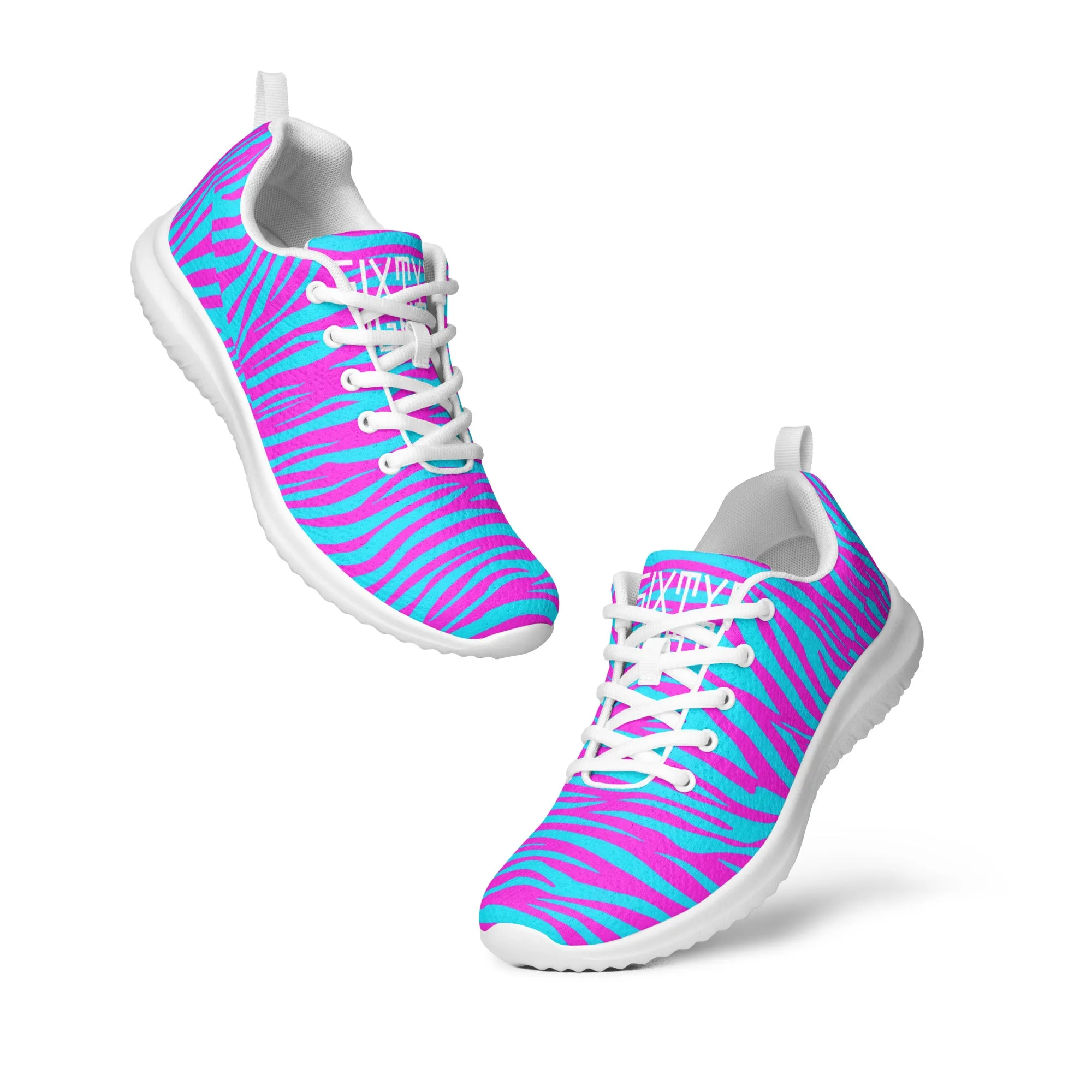 Sixty Eight 93 Logo White Zebra Blueberry Fuchsia Women’s Athletic Shoes