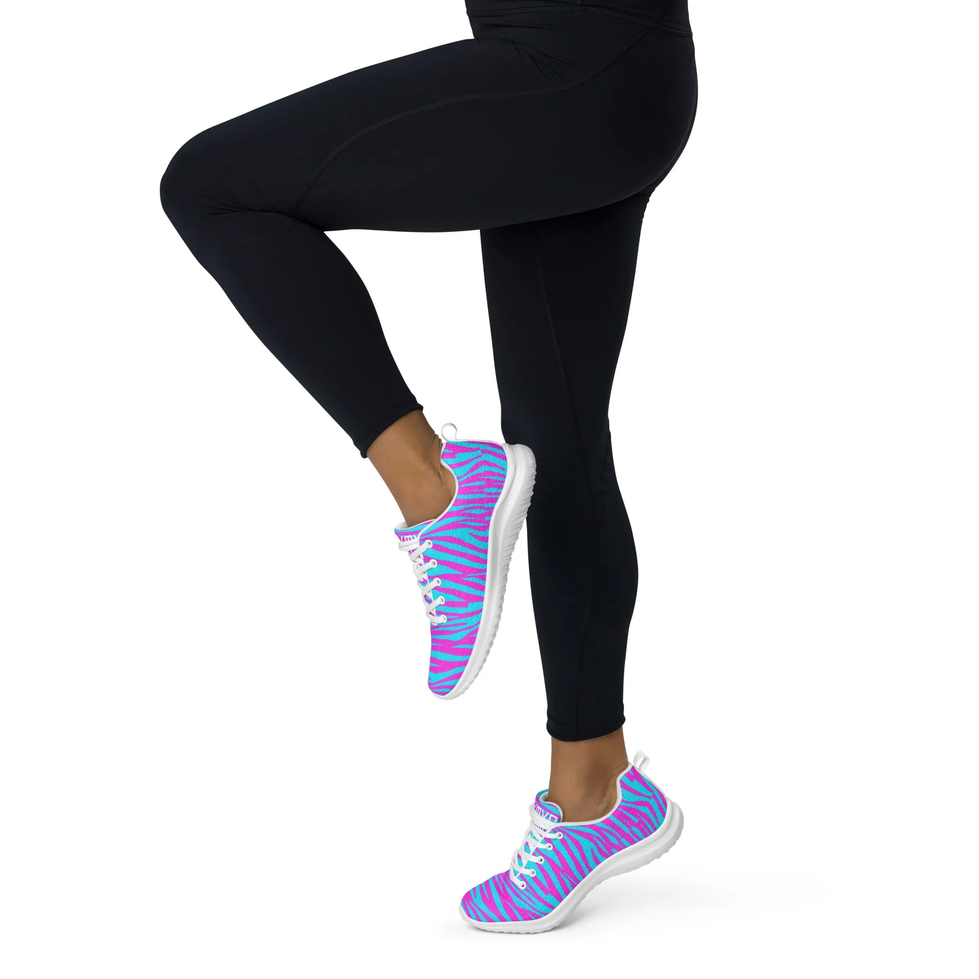 Sixty Eight 93 Logo White Zebra Blueberry Fuchsia Women’s Athletic Shoes