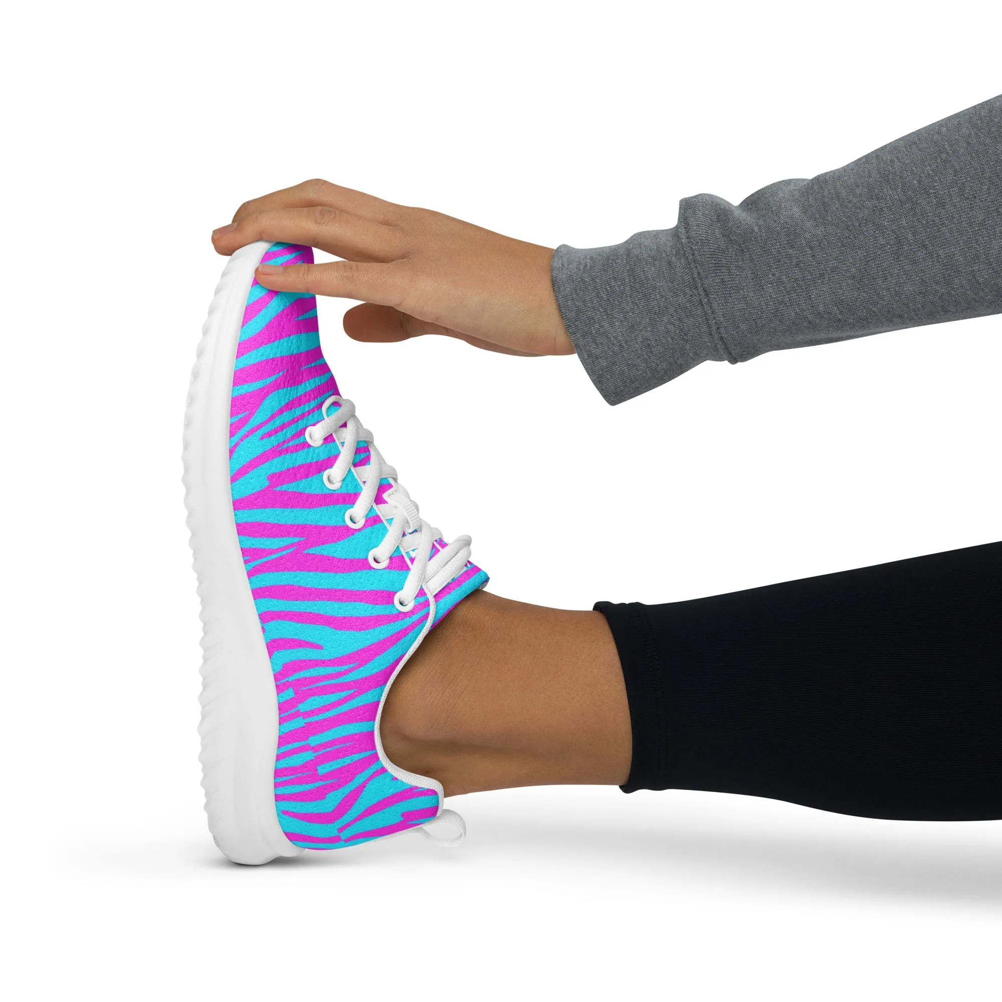 Sixty Eight 93 Logo White Zebra Blueberry Fuchsia Women’s Athletic Shoes