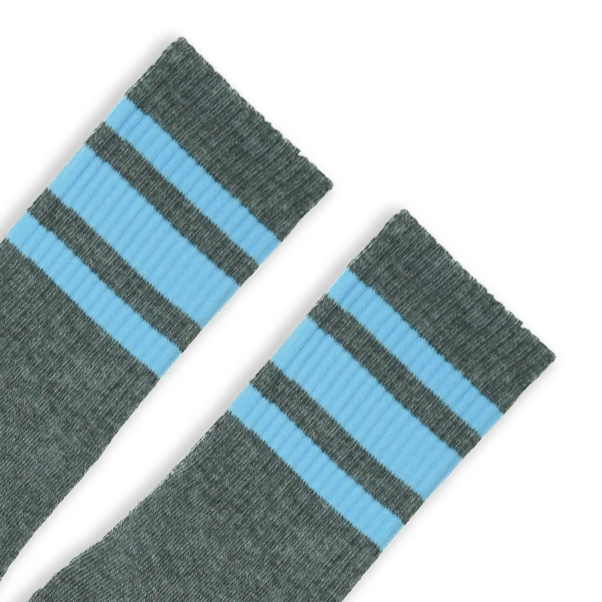 SOCCO Performance Crew | Carolina Blue Striped Socks | Dark Heather Grey