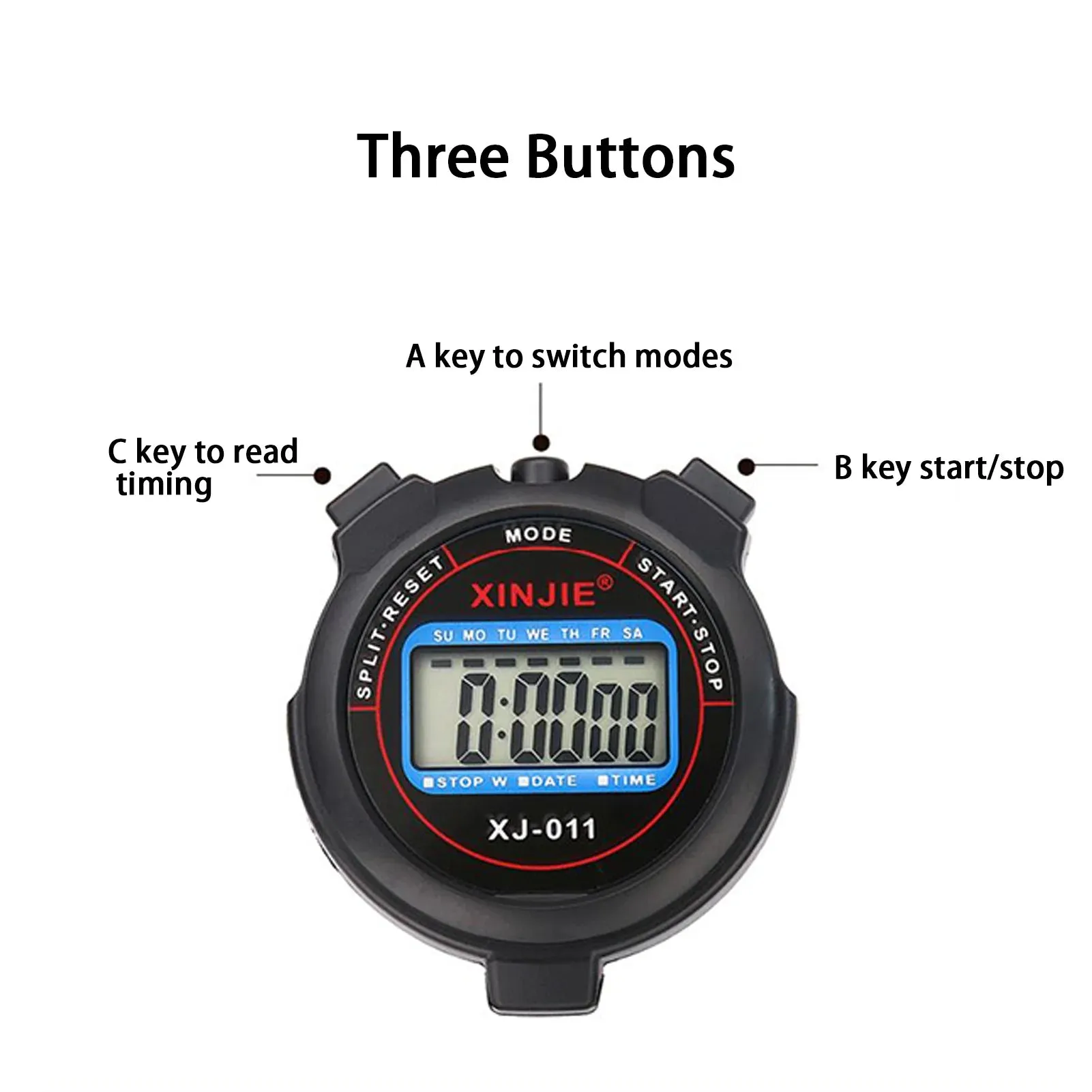 Sports Stopwatch Timer Athlete Referee Timer Portable Waterproof Fitness Timer With Date Display Alarm And Clock For Fitness