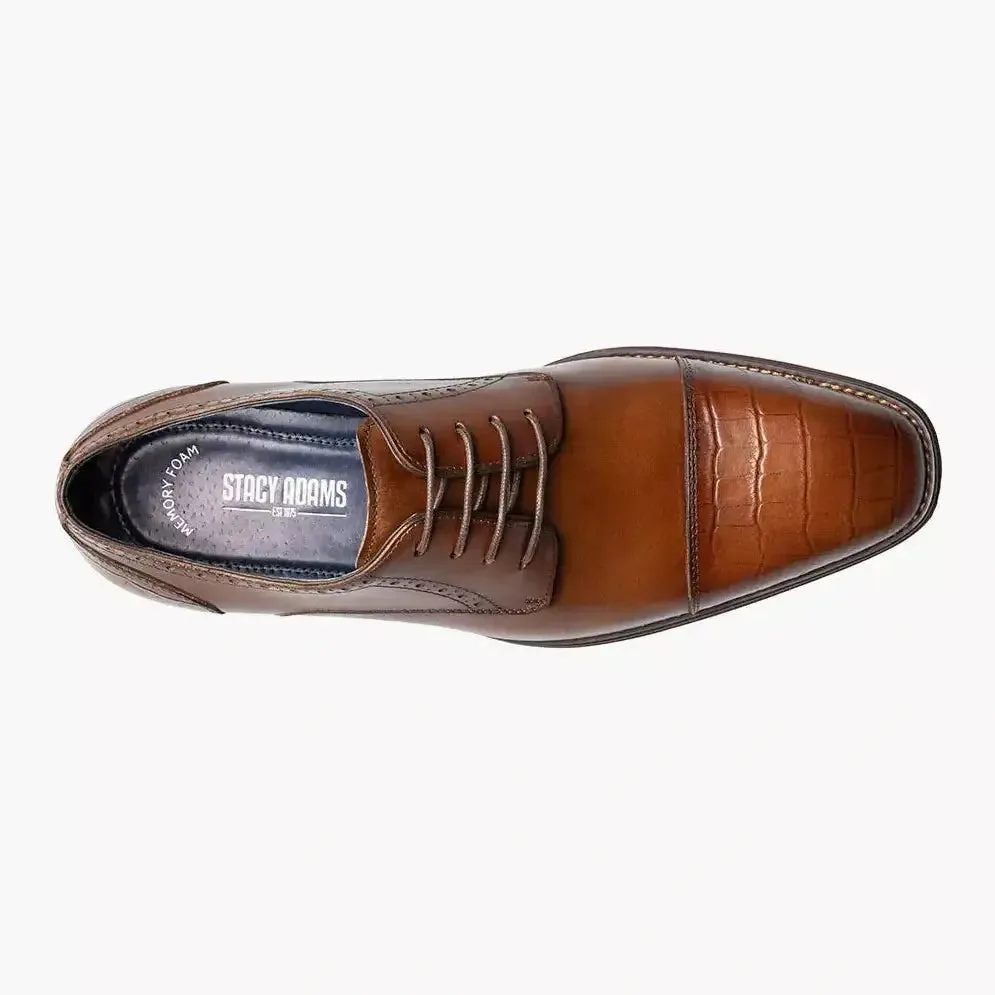Stacy Adams Penley Men's Cognac Leather Cap Toe Oxford Dress Shoes