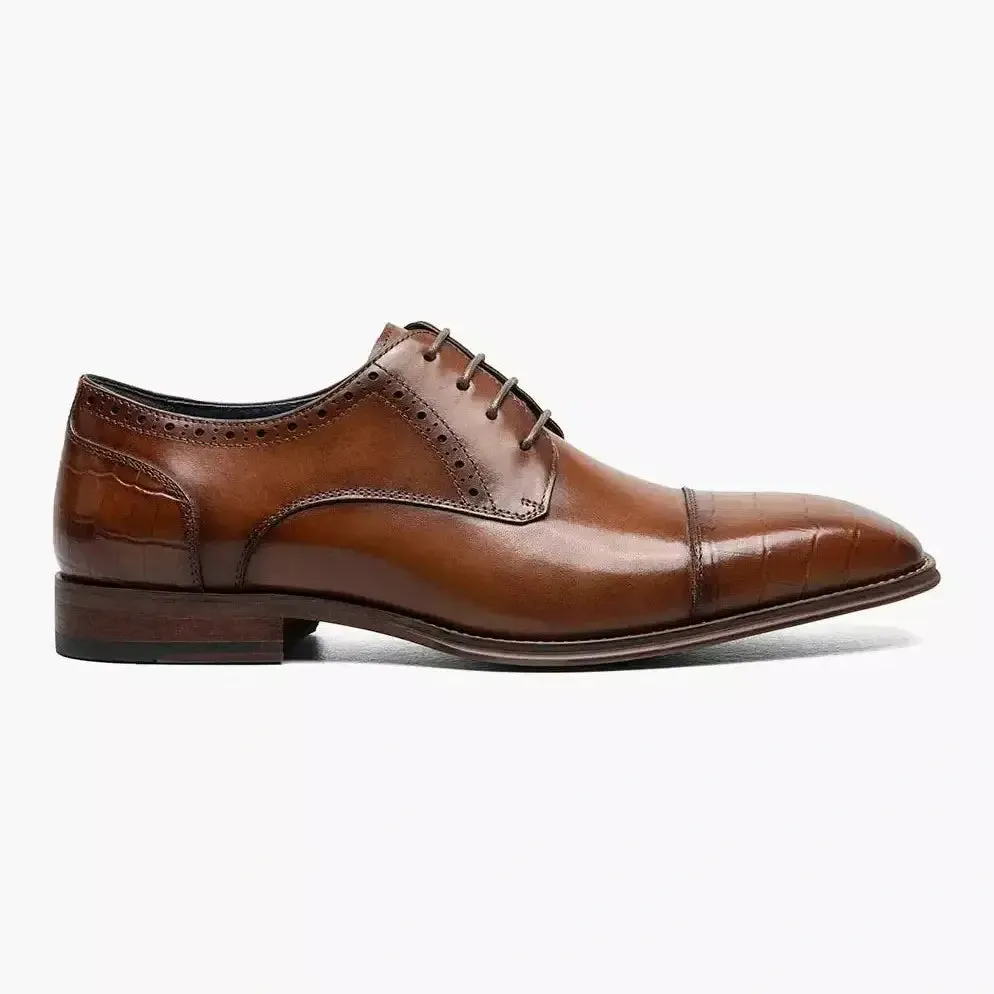 Stacy Adams Penley Men's Cognac Leather Cap Toe Oxford Dress Shoes
