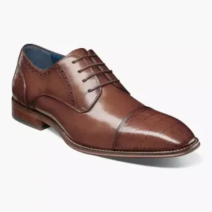 Stacy Adams Penley Men's Cognac Leather Cap Toe Oxford Dress Shoes