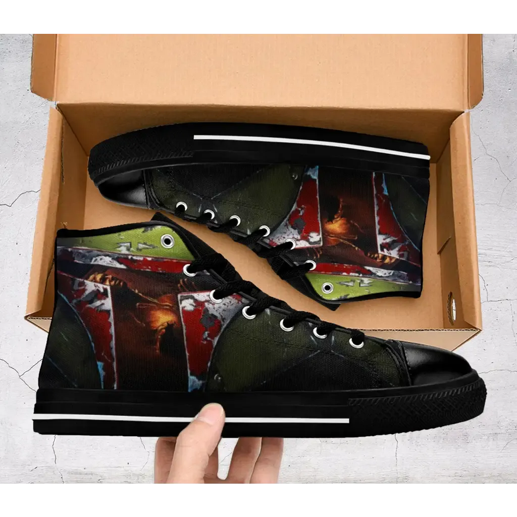 Star Wars Boba Fett Han Solo Helmet Shoes High Top Sneakers for Kids and Adults