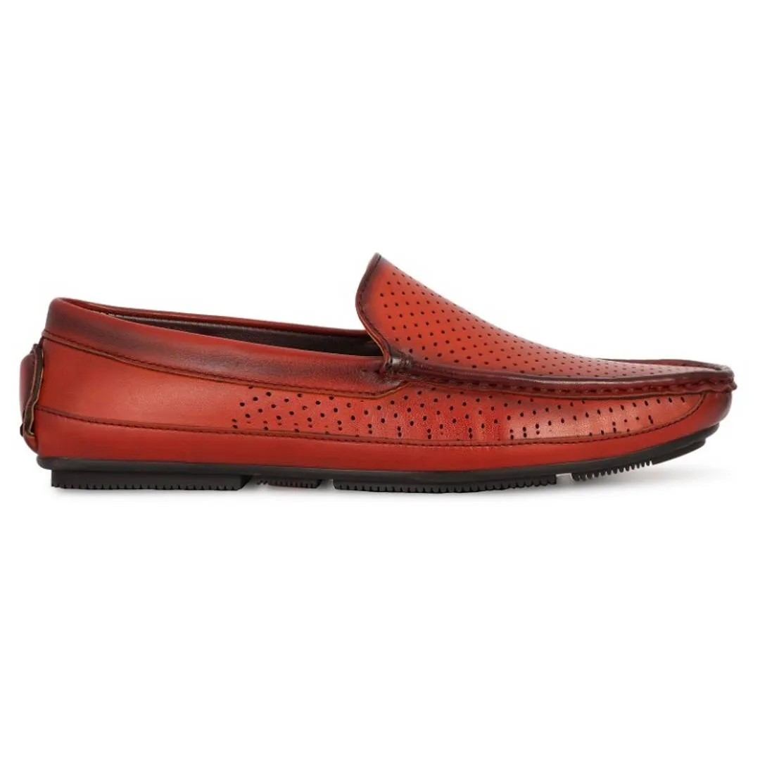 Stylish Tan Synthetic material Self Design Loafers For Men