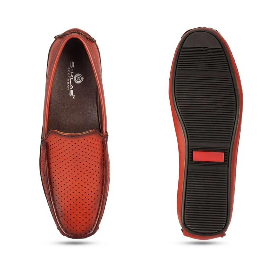 Stylish Tan Synthetic material Self Design Loafers For Men