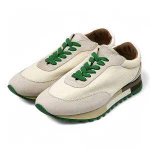 The Row Owen Runner Sneakers - Mesh and Suede - Beige/Green 35.5