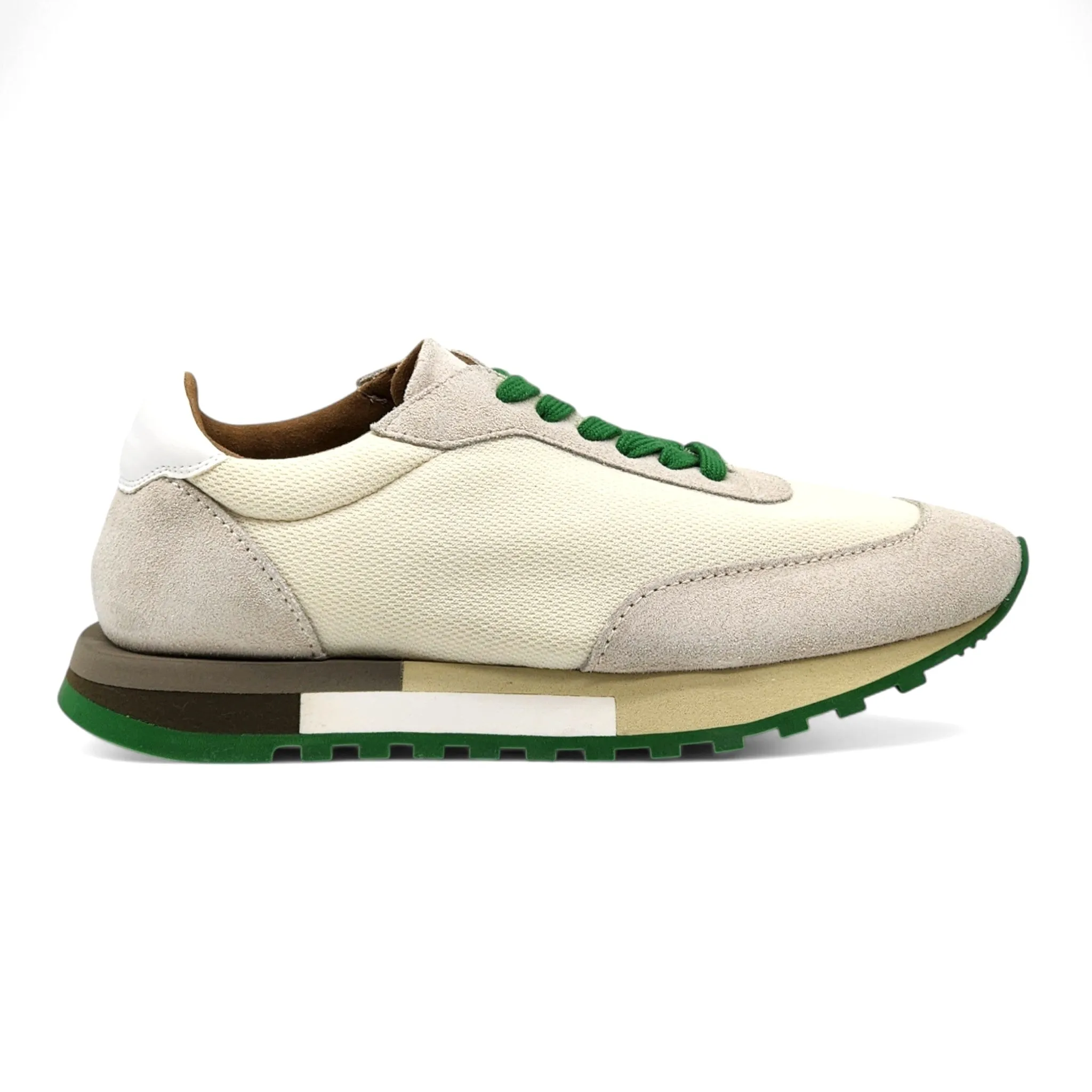 The Row Owen Runner Sneakers - Mesh and Suede - Beige/Green 35.5