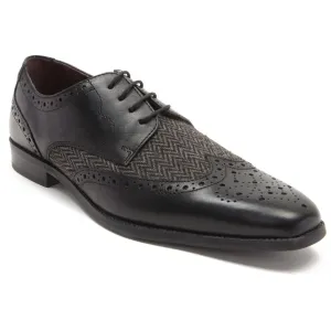 Thomas Crick Black Leather / Herringbone Brogue shoes