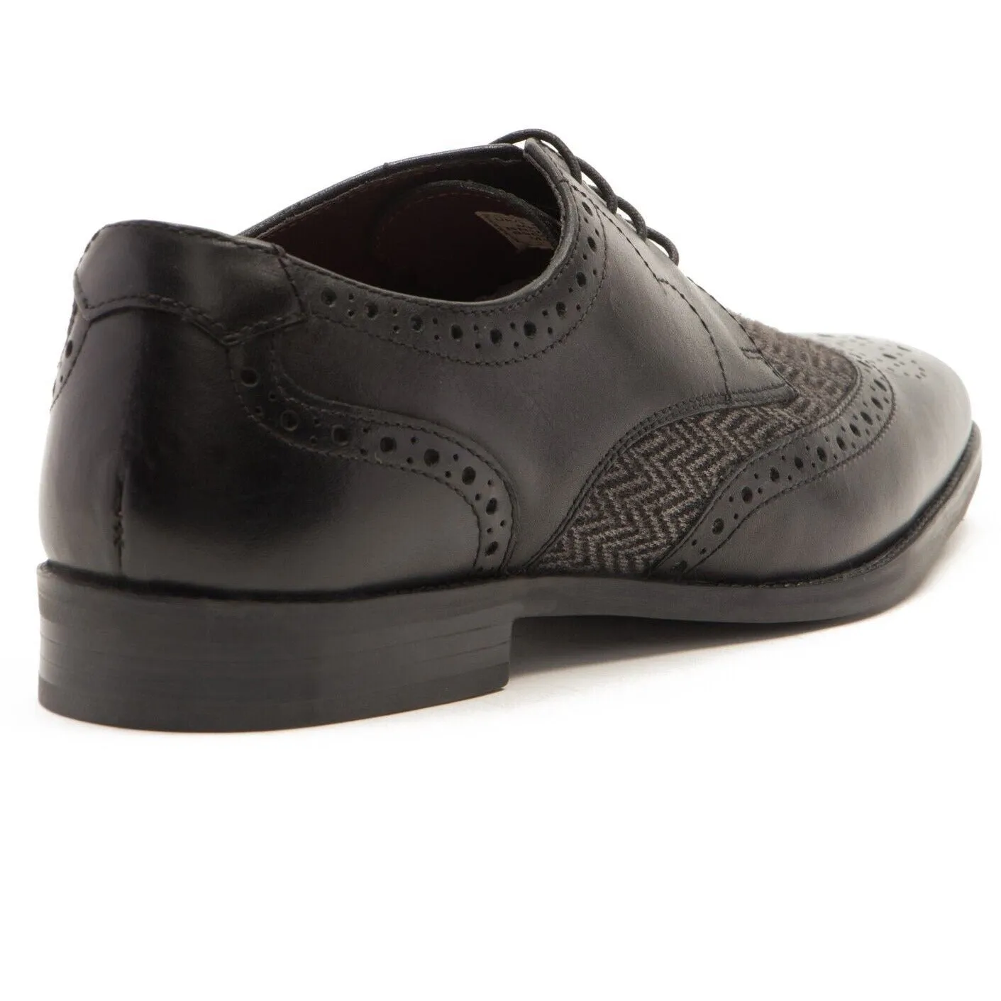 Thomas Crick Black Leather / Herringbone Brogue shoes