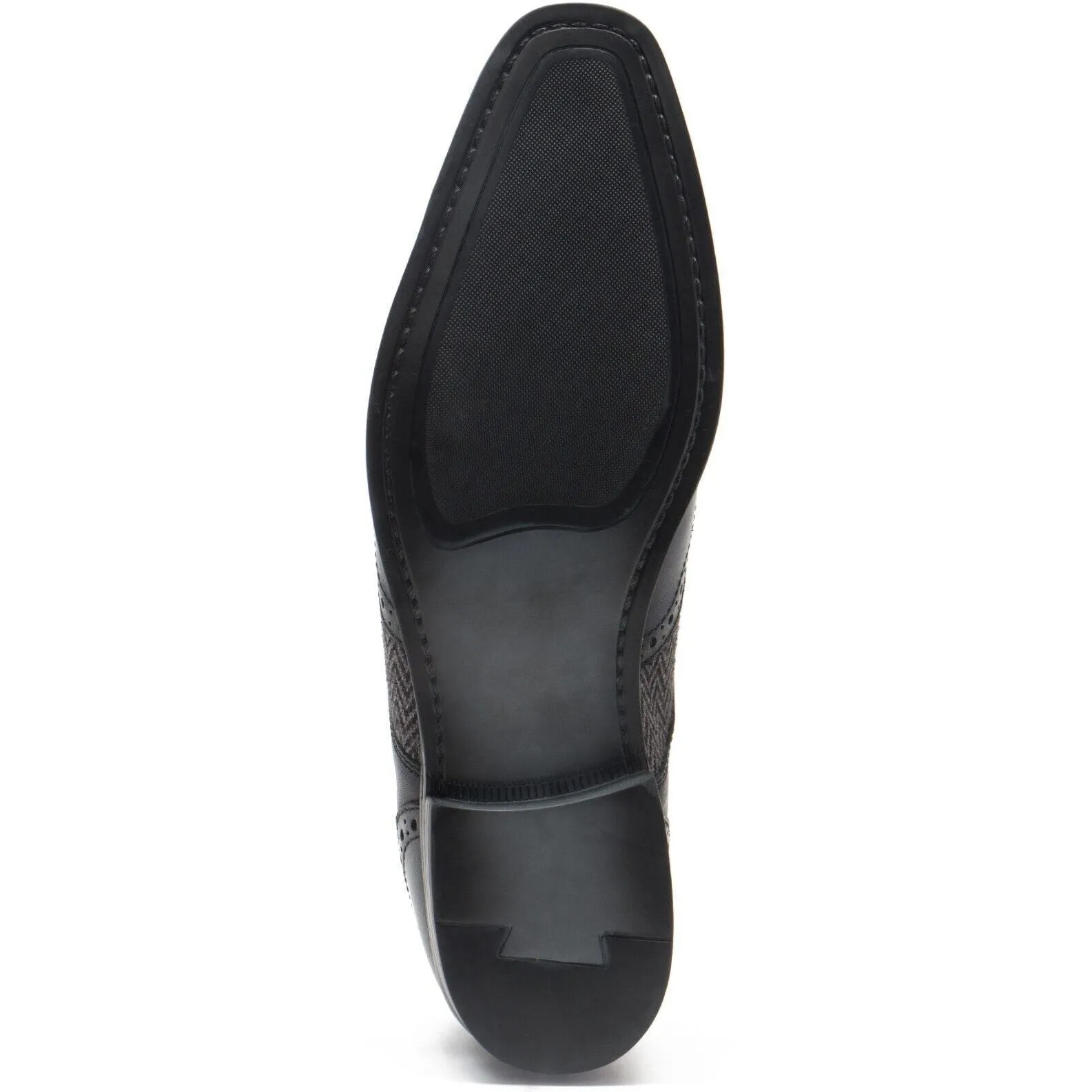 Thomas Crick Black Leather / Herringbone Brogue shoes