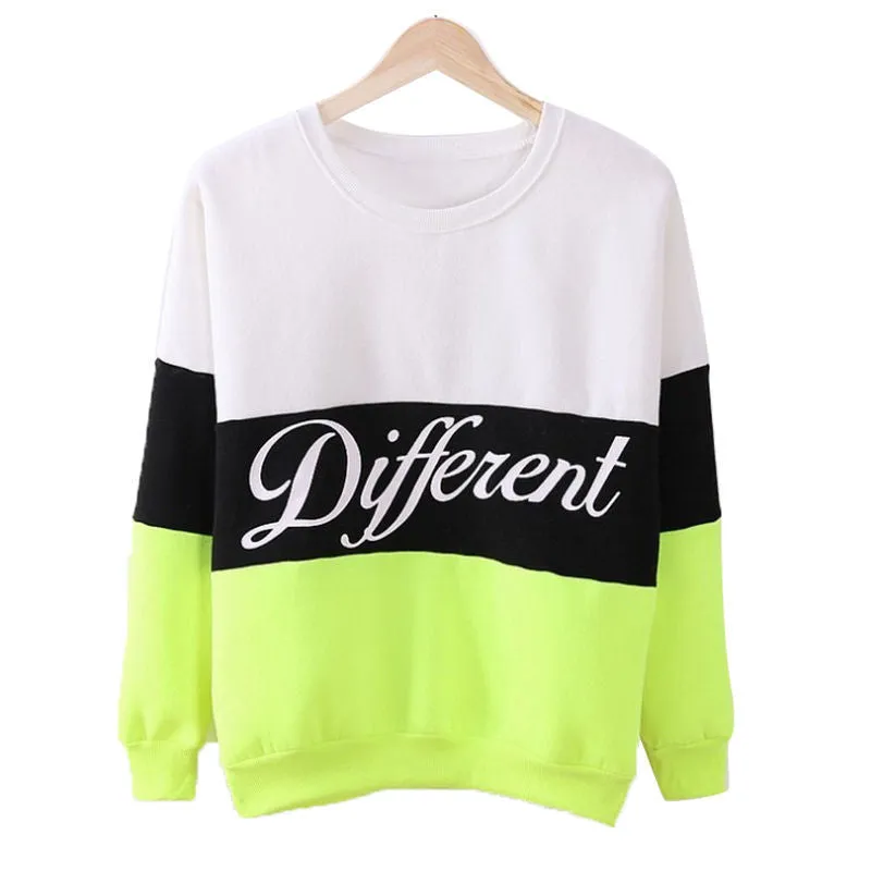 Three Color Accent Different Printed Sweatshirt
