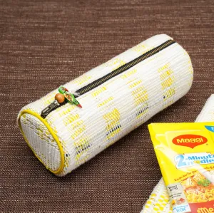 Upcycled Yellow Zip Pouch | Multipurpose | Metal Zipper | Handcrafted