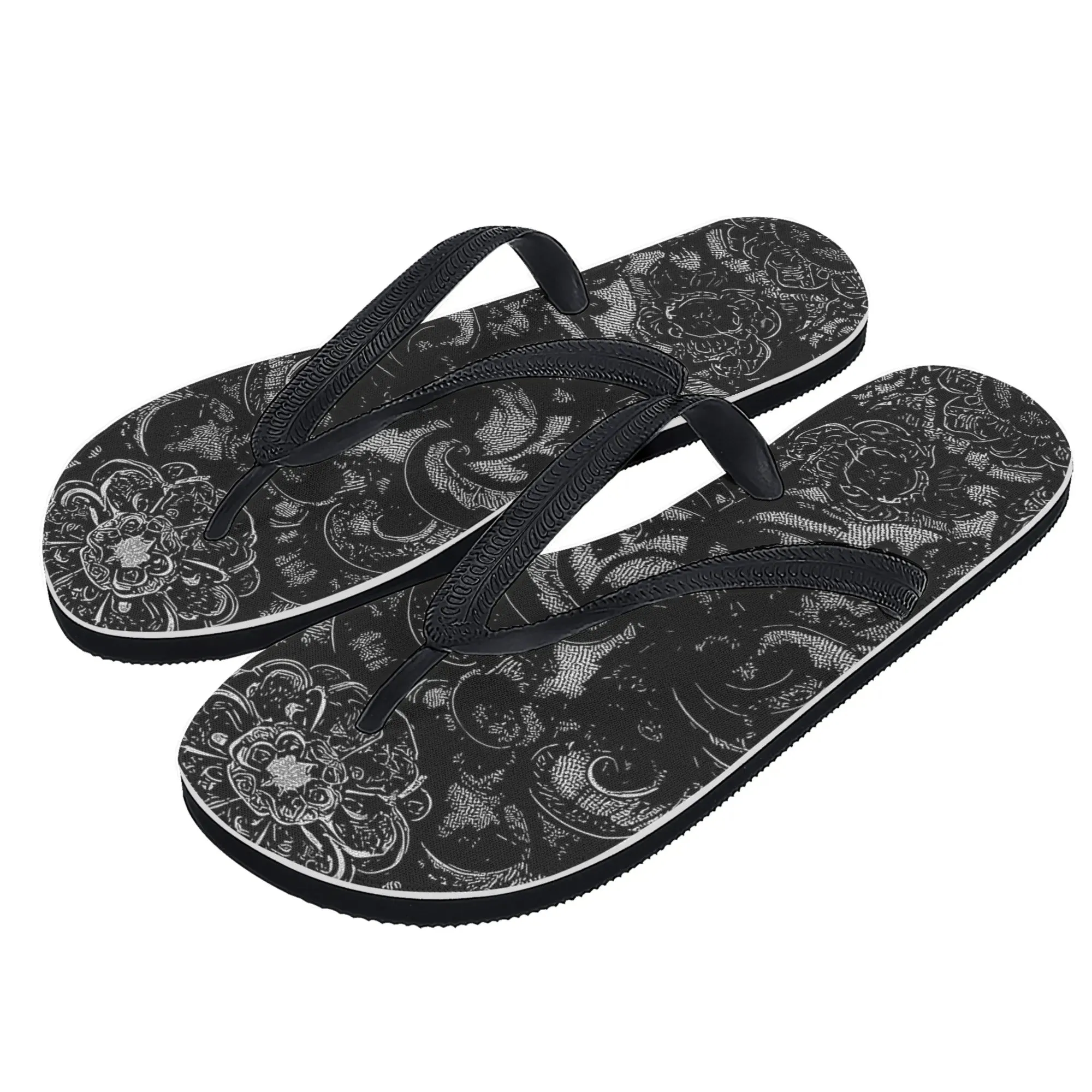 Vampire Art Black Lace Print Women's Flip Flops