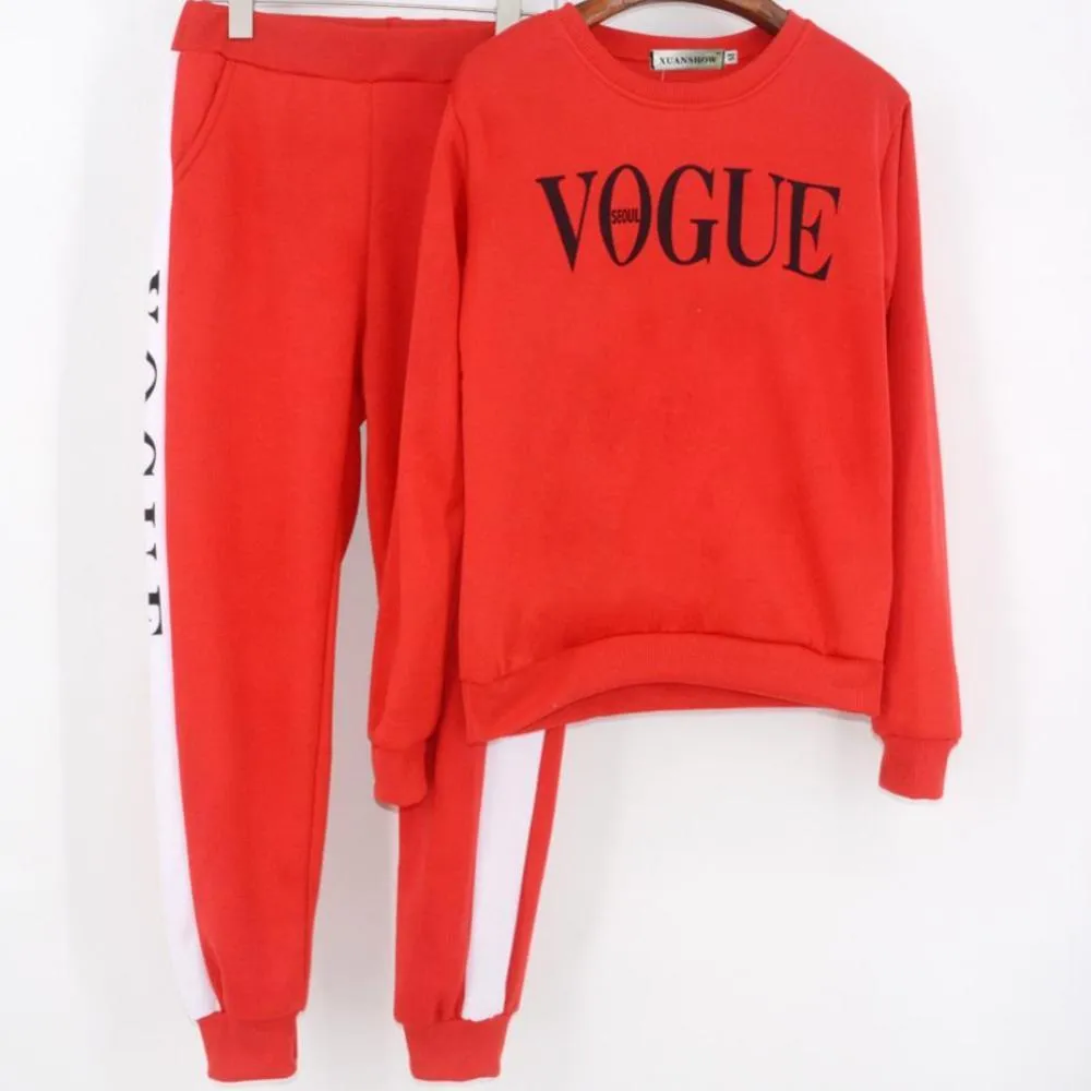 Vogue Printed Tracksuit Set Sweatshirt   Pant