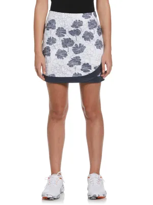 Womens 17" Cutout Floral Print Wrap Golf Skort