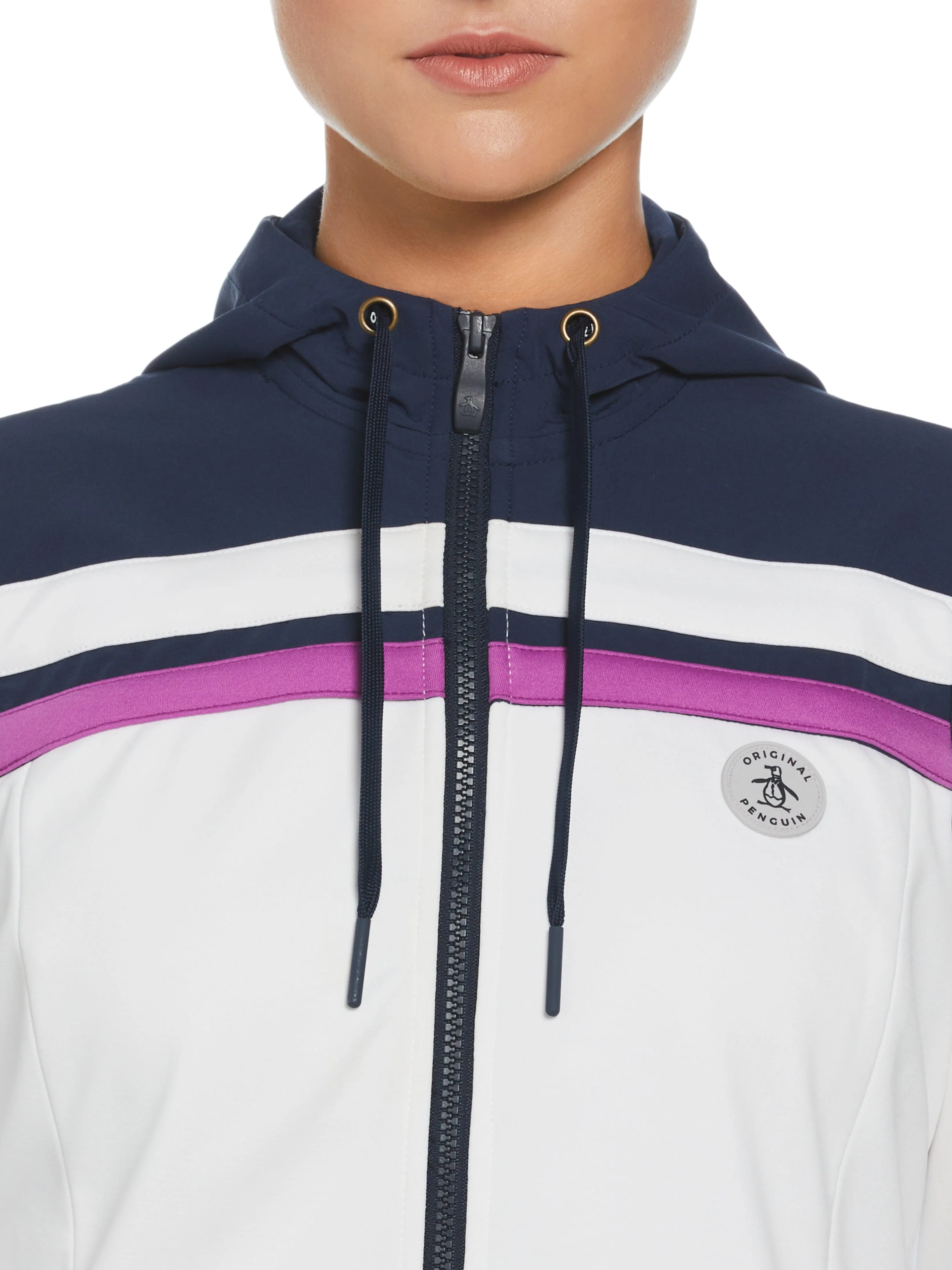 Women's Color Block Hooded Full Zip Vest