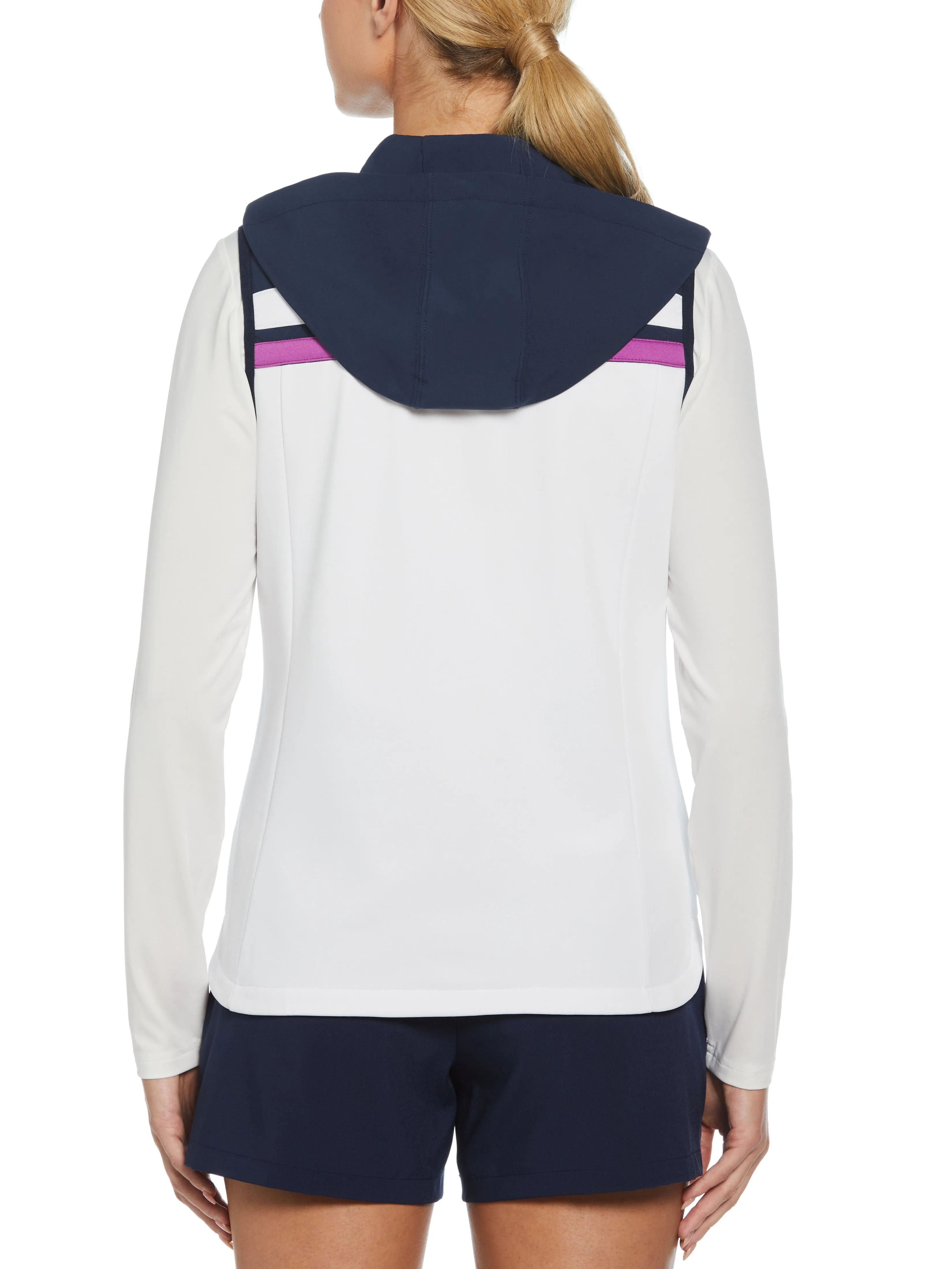Women's Color Block Hooded Full Zip Vest