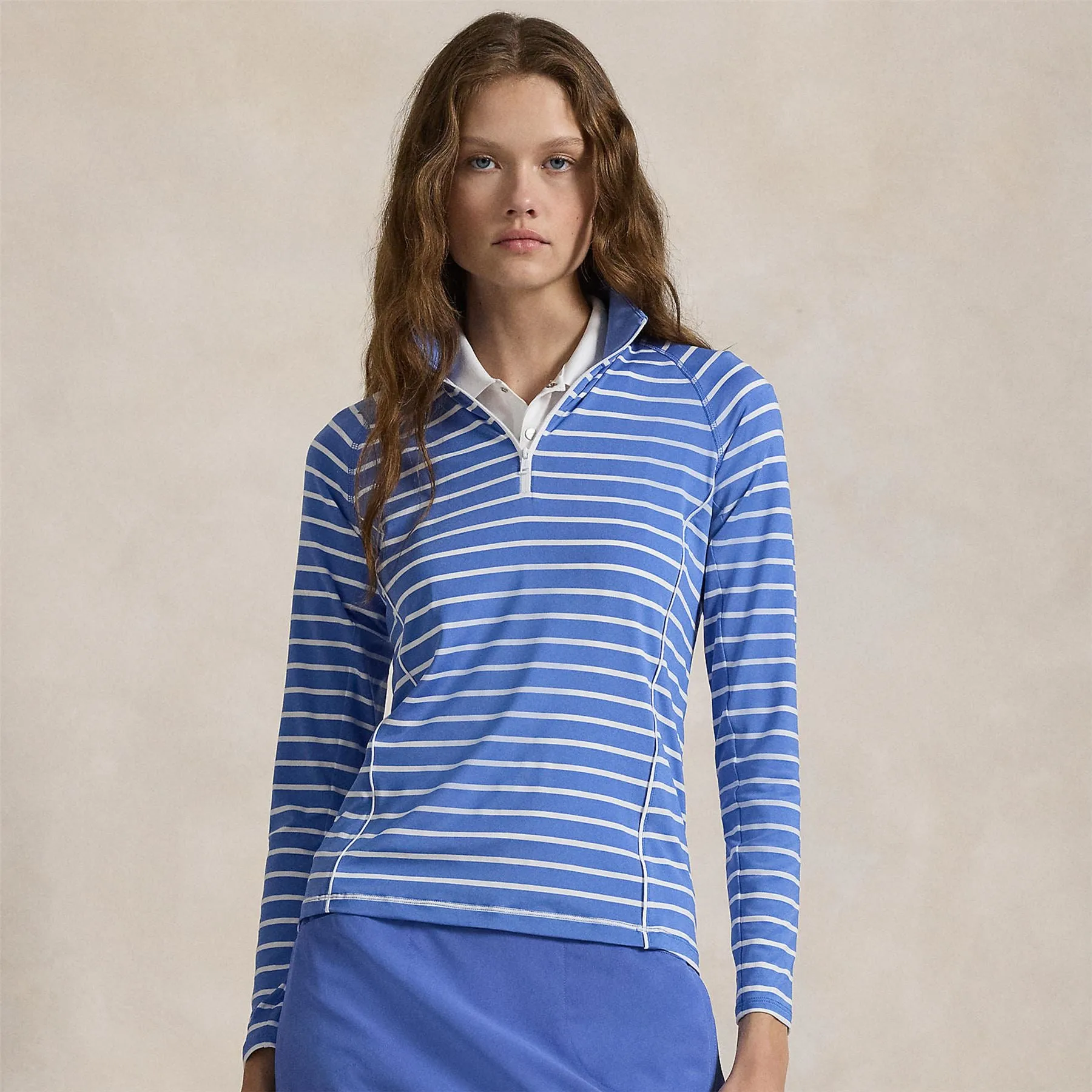 Womens RLX Printed Airflow Half Zip Resort Blue - AW24