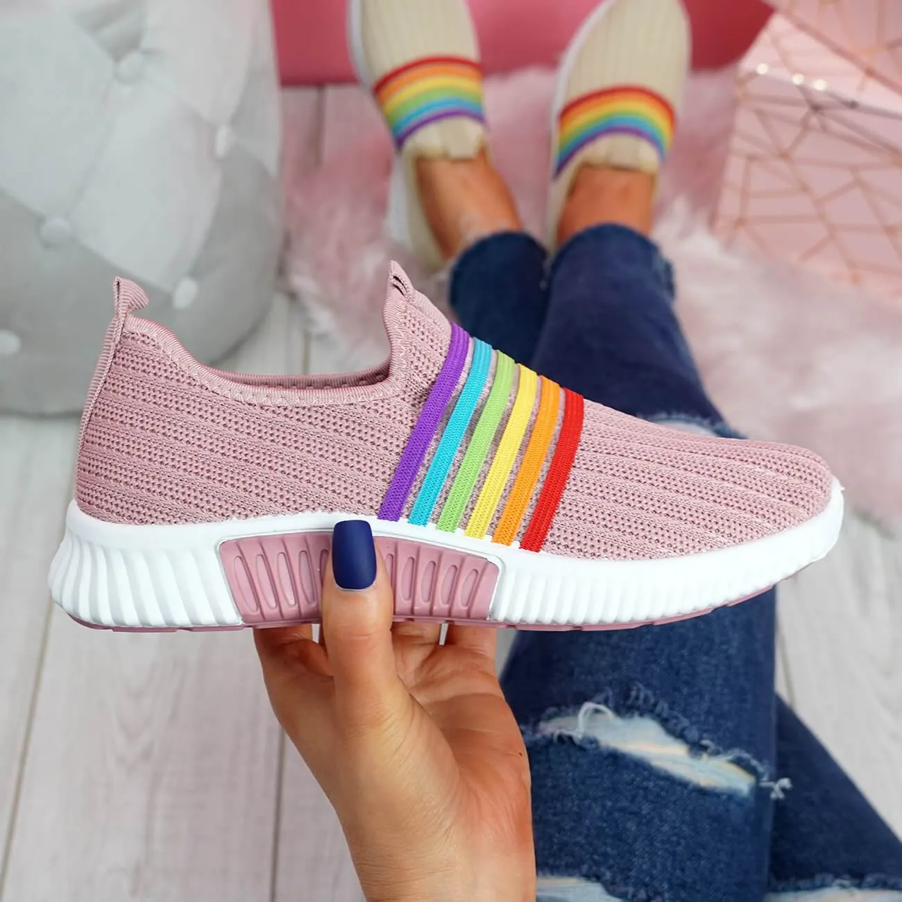 Women's Walking Shoes Knitted Sock Sneakers