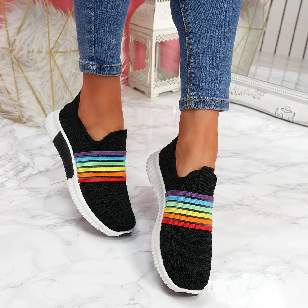 Women's Walking Shoes Knitted Sock Sneakers